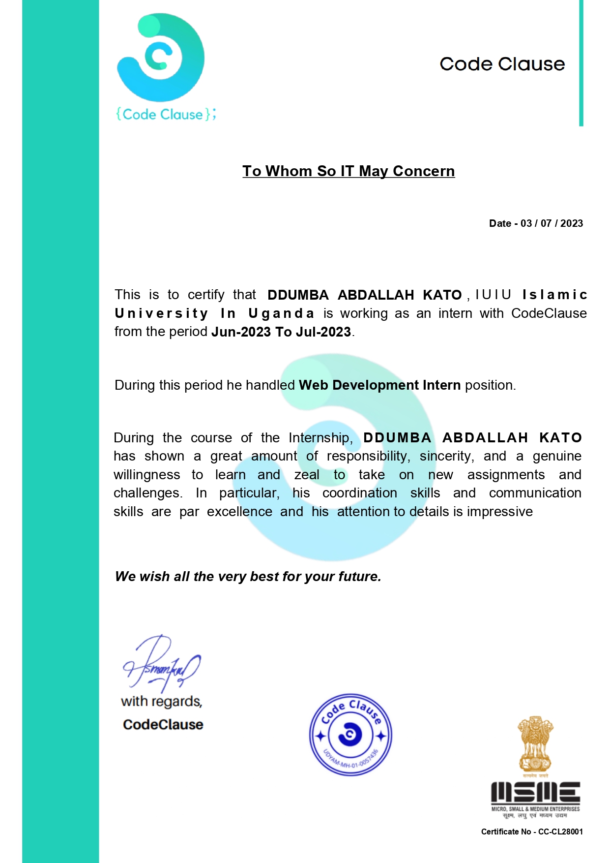 CodeClause - Web Applications Intern